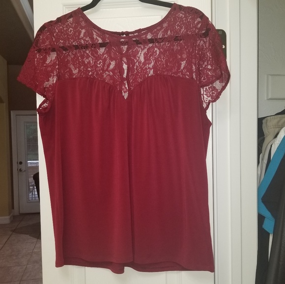 Express Tops - Express Blouse with lace shoulders